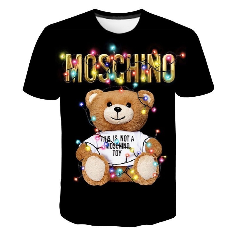 意大利時尚 Moschino 新款男士襯衫休閒夏季短袖 3D 打印街頭時尚