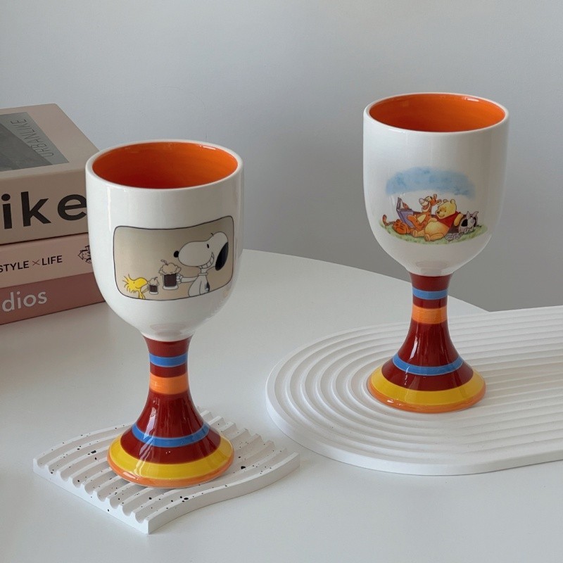 史努比陶瓷杯 401-500ml 高腳杯型 喝水杯 餐桌茶几裝飾擺件 禮品