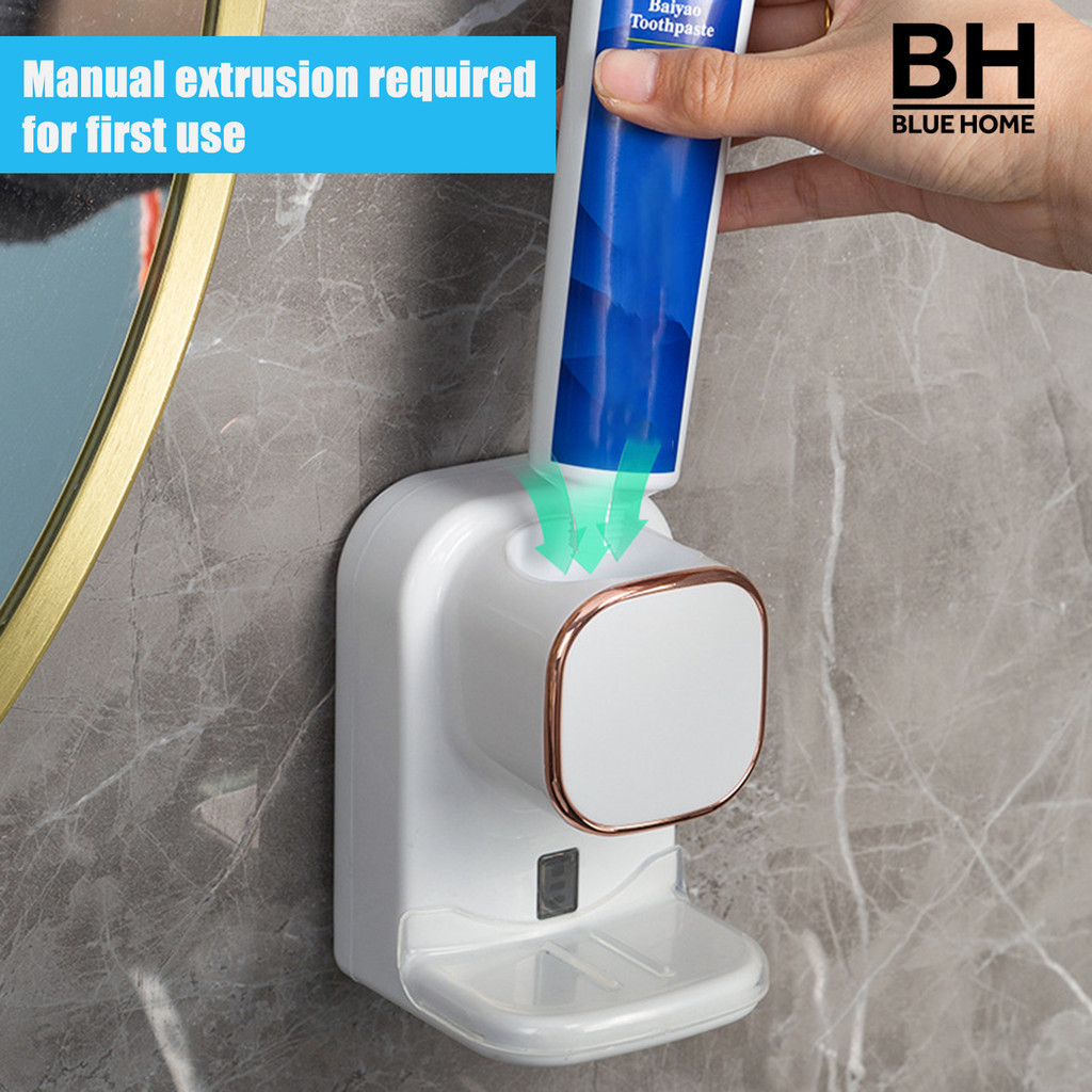 [藍家家居]AMZ 自動感應擠牙膏神器浴室免打孔壁掛懶人電動牙膏感應器牙刷置物架