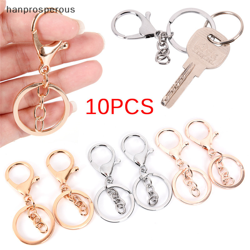 Hanprosperous 10 件 DIY 鑰匙圈鑰匙鏈首飾發現龍蝦扣鑰匙圈製作不錯