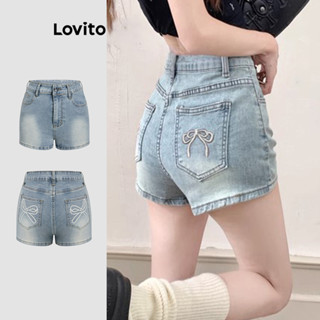 Lovito 休閒牛仔短褲 夏季女用水洗口袋牛仔短褲 L113MD392