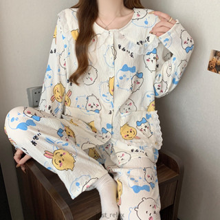 現貨 高品質 家居服 烏薩奇睡衣 長袖睡衣 吉伊卡哇 可愛睡衣 chiikawa 卡通睡衣 雲朵棉 大尺碼睡衣 兩件式睡