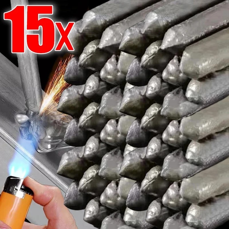 15 件低溫焊條 - 易熔焊條 - 銅鐵鋁 - 家用維修焊接工具 - 無需焊粉 - 修補棒維修套件