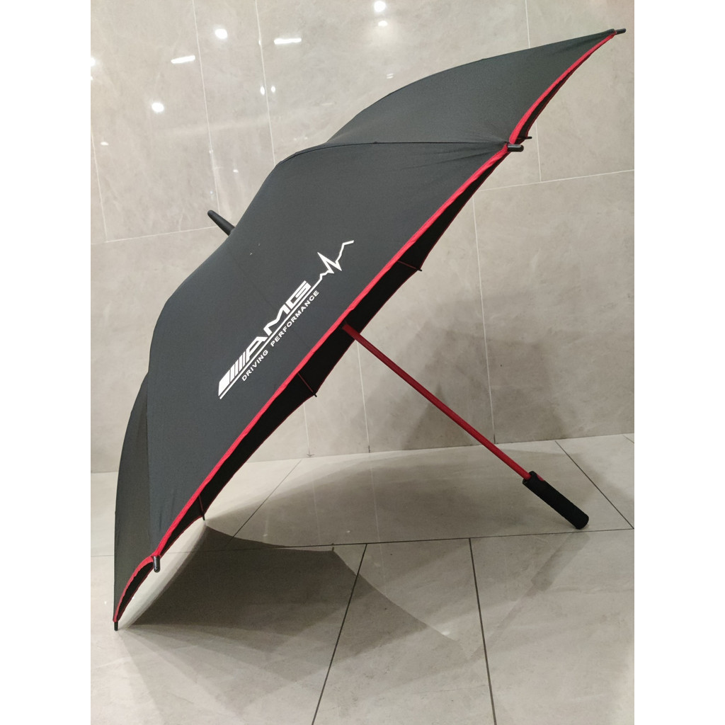 BENZ AMG雨傘E300 C260 GLC260車內便攜式紅邊賽道版高檔長柄遮陽傘