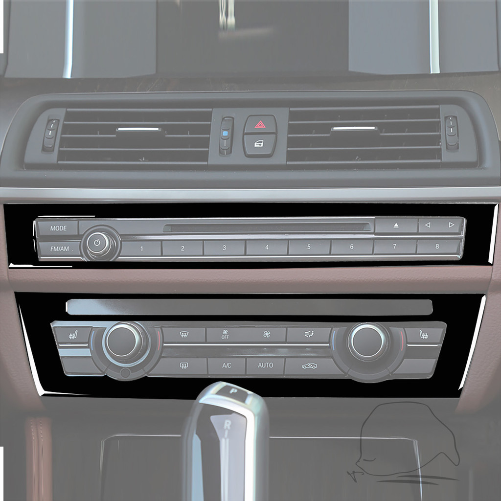 適用於 BMW 新5系F10 CD面板改裝裝飾 鋼琴黑汽車內飾亮黑裝飾框