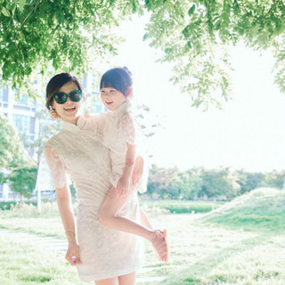 [哆蕾咪] 現貨 親子裝 夏季新款甜美氣質白色旗袍 韓版女童洋氣可愛親子洋裝 親子裝洋裝 女童洋裝 女童旗袍洋裝 女童旗
