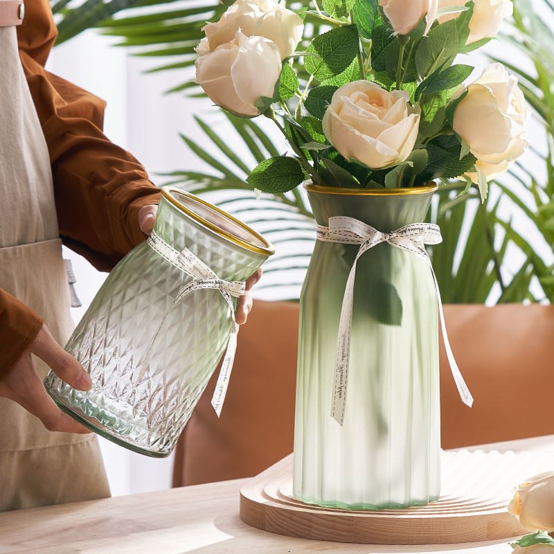 簡約透明玻璃花瓶 北歐多肉水培花器 亞克力花瓶 客廳餐桌裝飾擺件 室內植物透明花盆 玻璃花瓶 滿天星大口徑水培擺件