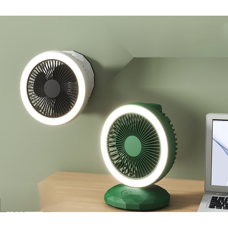 家用宿舍USB帶搖頭夜燈掛壁空氣循環電風扇360度旋轉超靜音大風力
