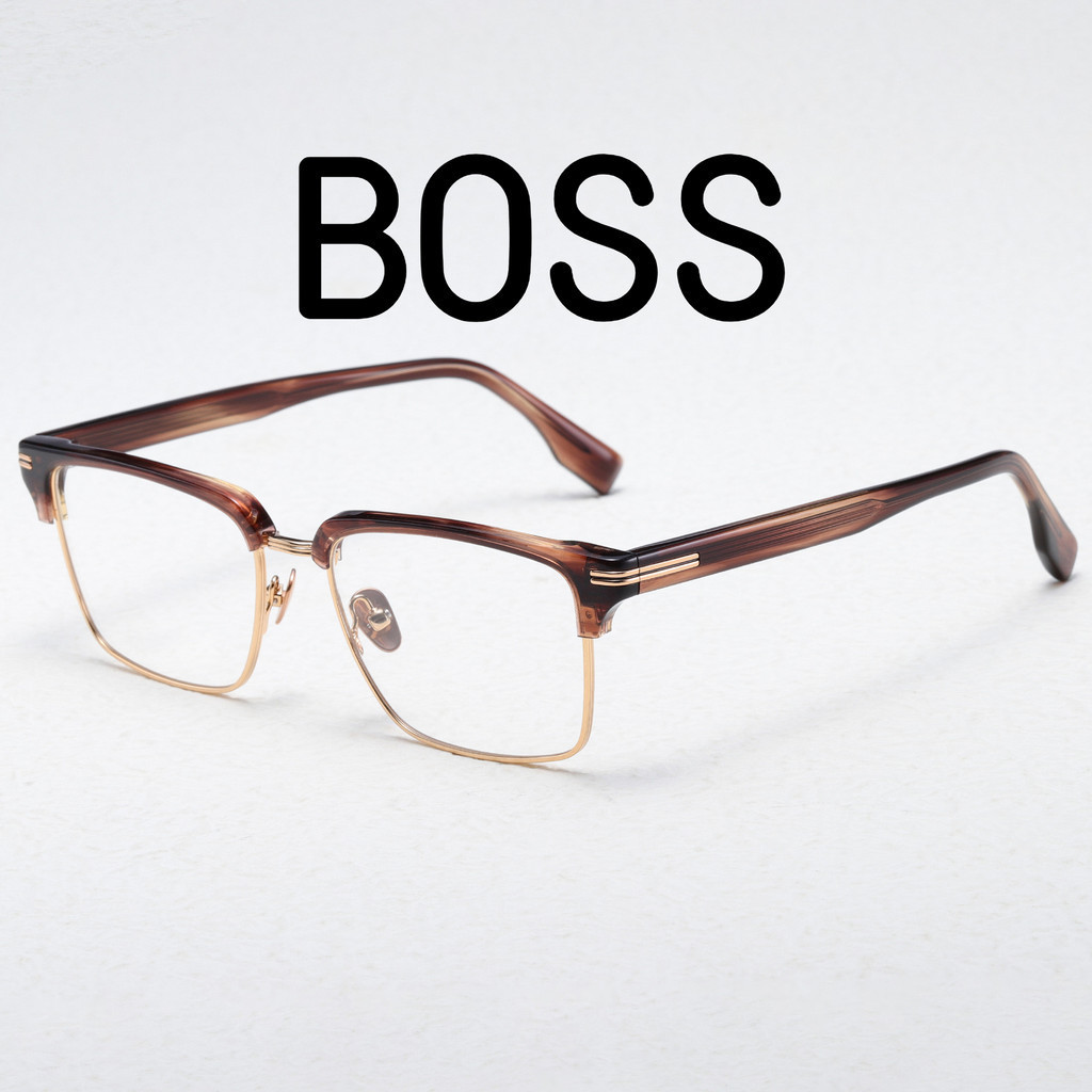 【TOTU眼鏡】醋酸纖維眼鏡 金屬框眼鏡 BOSS518 板材眼鏡框 方框純鈦眉毛架框架眼鏡新款商務