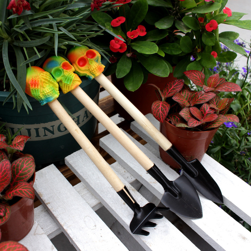園藝工具三件式 迷你園林工具 小鐵鏟/耙/鍬 植物盆栽種花必備 兒童挖土工具