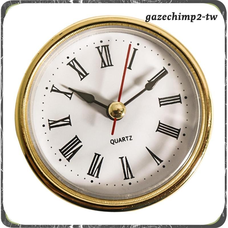 [GazechimpafTW] 圓形時鐘插入替換金色表圈羅馬數字時鐘機芯插入辦公室維修零件臥室掛鐘