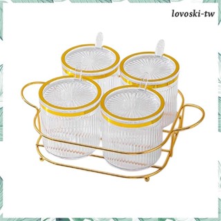 [LovoskiTW] 調味罐香料容器帶蓋豪華香料架調味罐帶支架