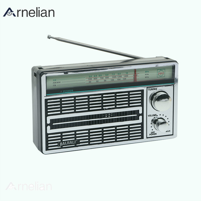 Arnelian AM FM SW 收音機便攜式收音機帶旋鈕調節伸縮天線收音機電池供電揚聲器收音機