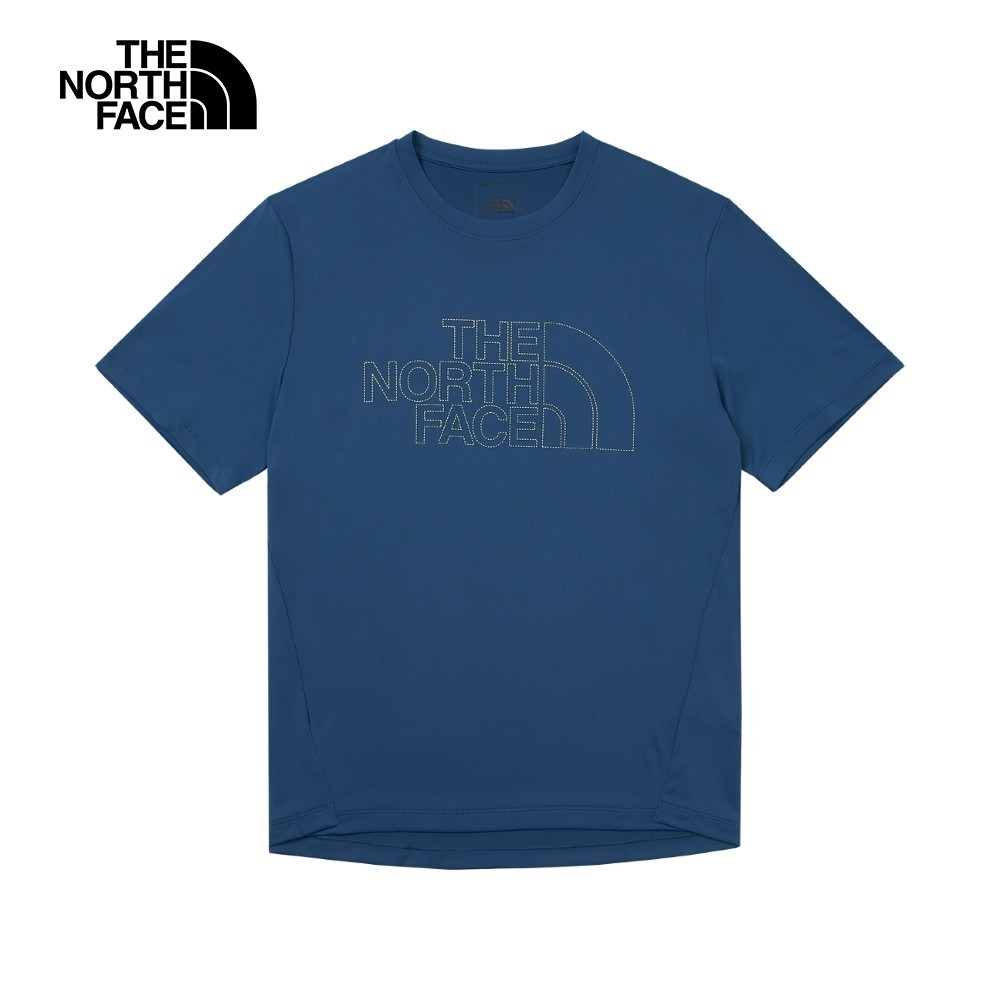 The North Face北面男款藍色吸濕排汗防曬舒適透氣休閒短袖T恤｜87VZHDC