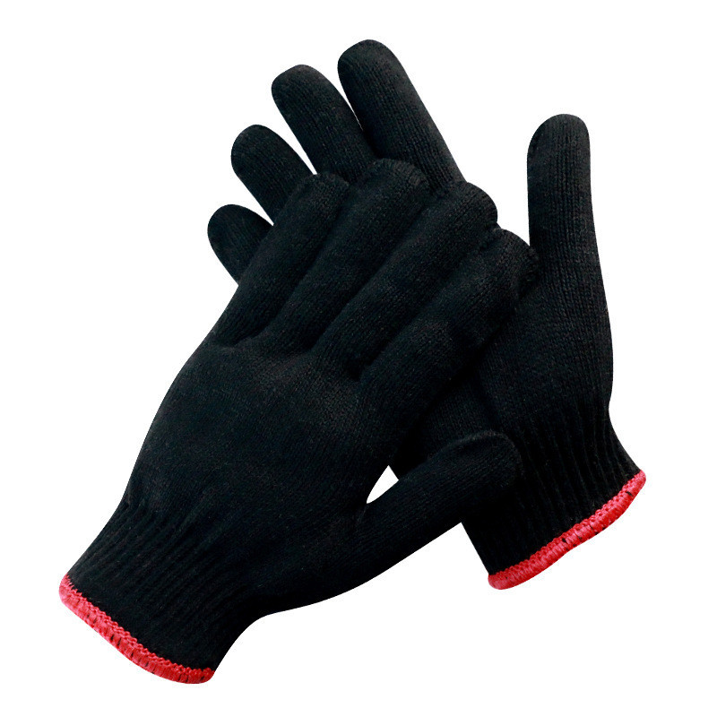 黑色棉纖維勞保手套加厚防滑棉纖維戶外維修