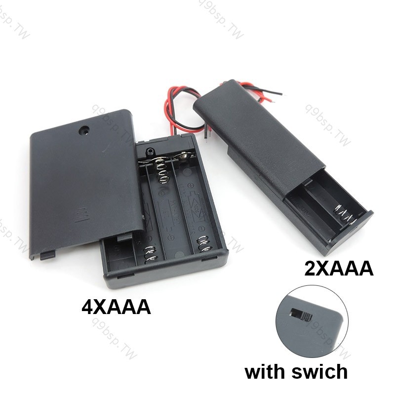 黑色 2 4 槽 AAA 電池座盒 2xAAA 4XAAA 3v 6v 1.5v 引線 ON/OFF 開關蓋標準電池盒