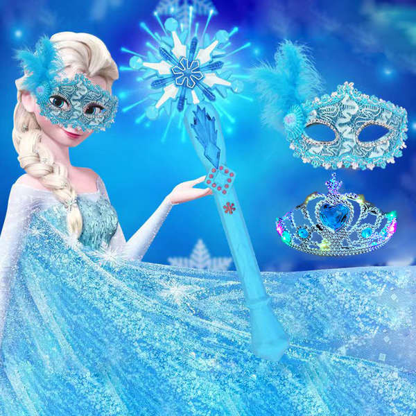 愛莎魔法棒仙女棒冰雪奇緣艾莎公主皇冠女孩兒童發光投影玩具套裝