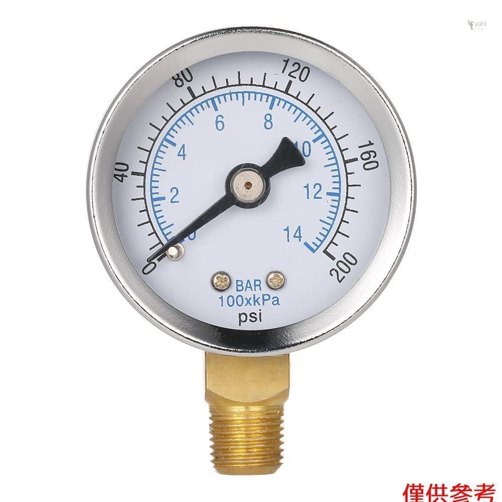 Yot 40mm 0~200psi 0~14bar 水池過濾器水壓錶盤液壓表壓力表 1/8" NPT 螺紋