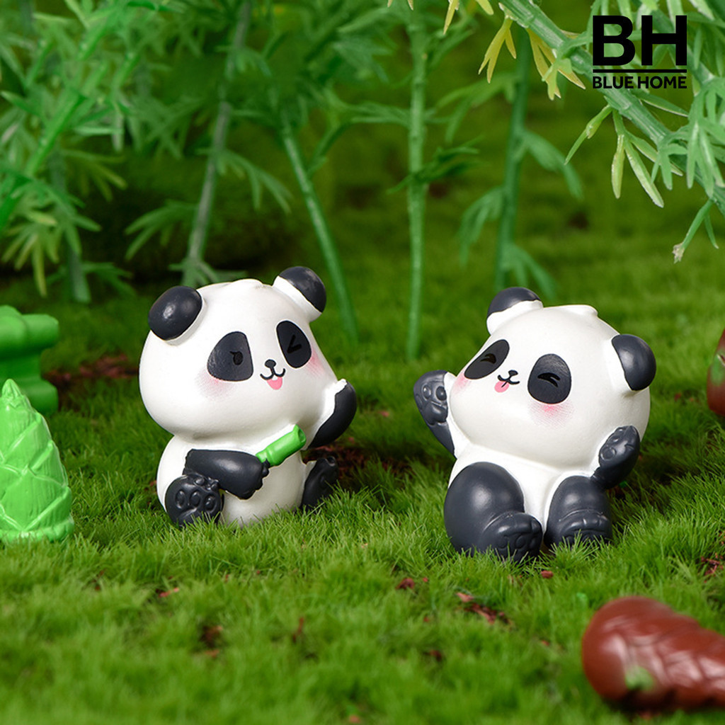 [藍家家居]小小熊貓微景觀園藝DIY造景配件 可愛小熊貓竹筍竹竿樹脂擺件
