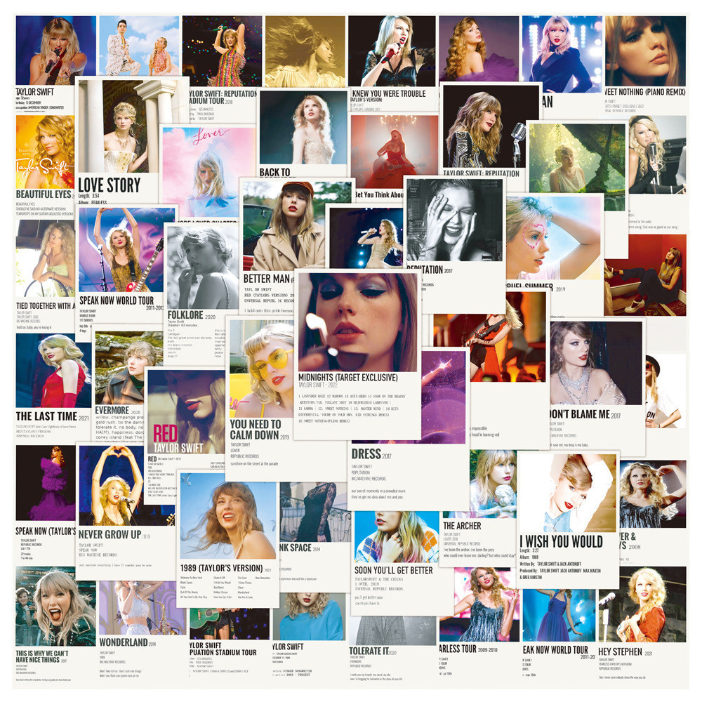 50張歌手海報Taylor Swift泰勒貼紙滑板水杯防水裝飾塗鴉貼畫貼紙