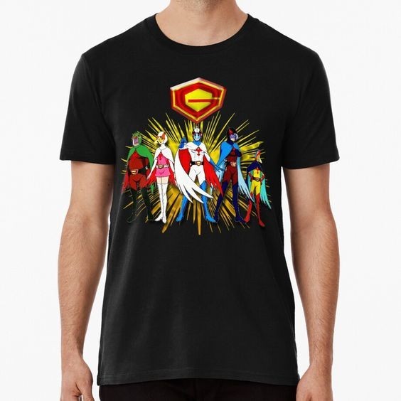 動漫科學忍者隊Gatchaman（科學小飛俠）圖案印花男士百分百純棉圓領短袖T恤上衣