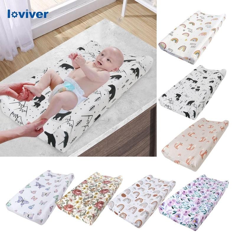 嬰兒換尿布墊套換尿布台床單舒適印刷設計柔軟的嬰兒換尿布墊套適合女孩