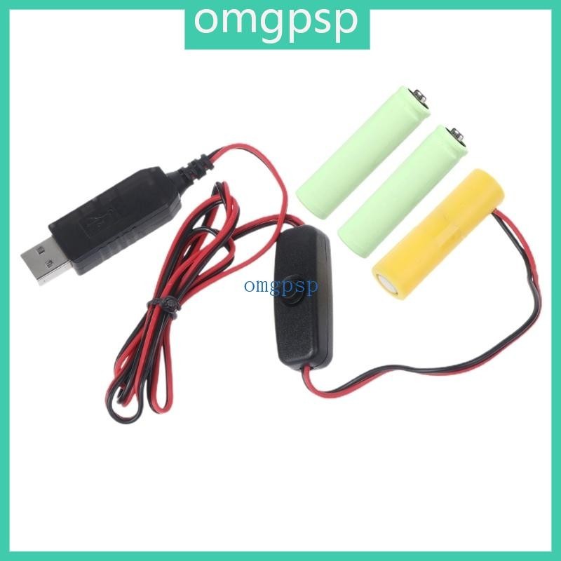 Omg USB 轉 4 5V AAA LR03 虛擬電池電源線,帶開關,適用於 LED 燈玩具