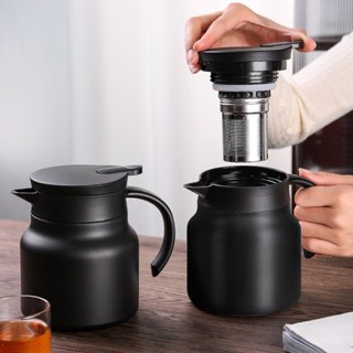 三禾🔹 800/100ml 咖啡壺保溫、茶壺保溫瓶、耐用壁掛式不銹鋼保溫咖啡壺保溫燉茶壺黑色 🔹優選