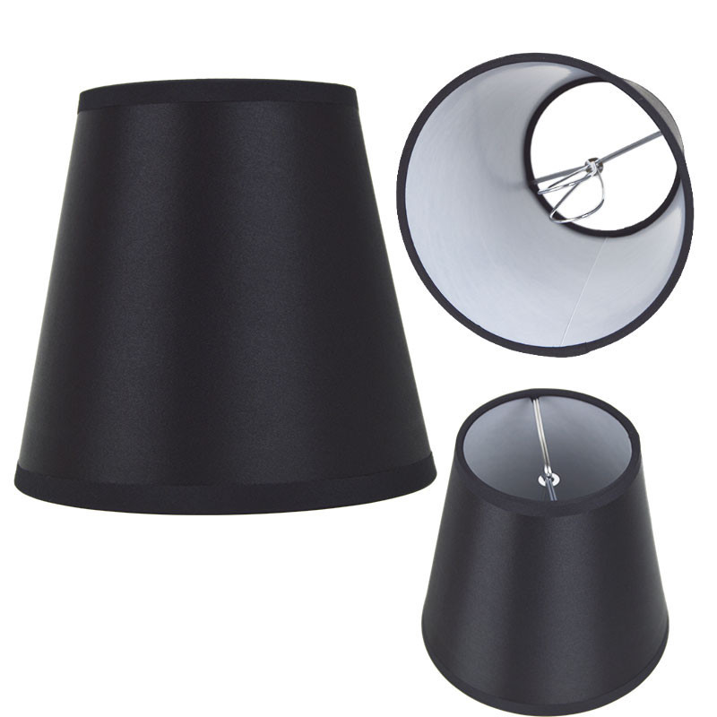 檯燈黑色布燈罩個性化時尚照明配件夾燈泡固定方式床頭櫃燈罩