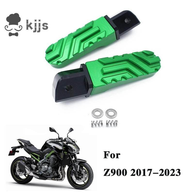 KAWASAKI 後排乘客腳釘腳踏板黑色和綠色鋁合金適用於川崎 Z900 Z650 2017-2023 Z750 Z80