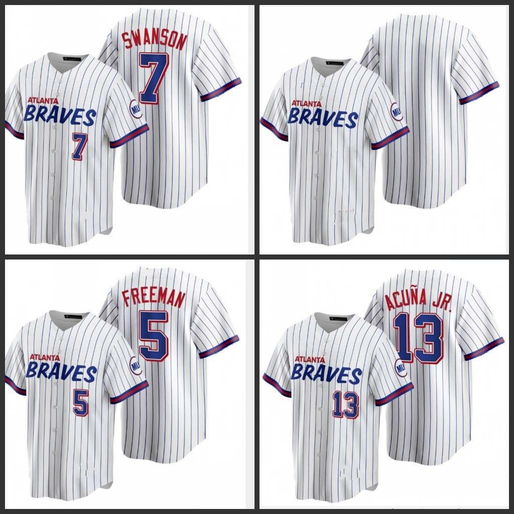 現貨速發！！MLB勇士隊 球衣Braves 5# 7# 1# 13# 城市球迷版棒球服 批發 DGIT