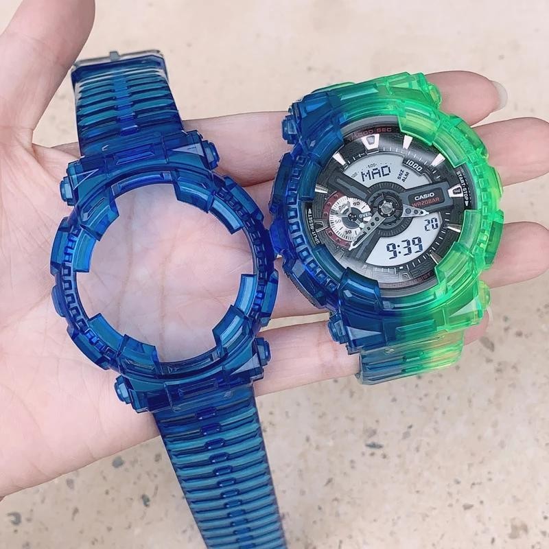 Tpu 樹脂錶殼錶帶適用於卡西歐 G-Shock GA-110 100 120 替換錶帶透明錶殼手鍊配件