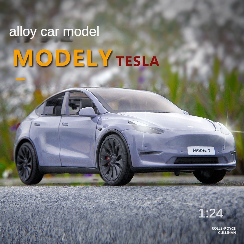 特斯拉模型車 Tesla MODEL Y  1:24 仿真合金聲光玩具車模 兒童玩具汽車