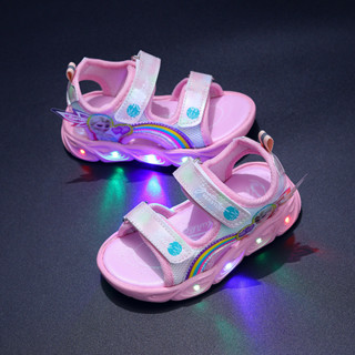 1-8歲寶寶小孩卡通冰雪奇緣桑達斯公主新款夏季兒童涼鞋帶輕便鞋發光童鞋