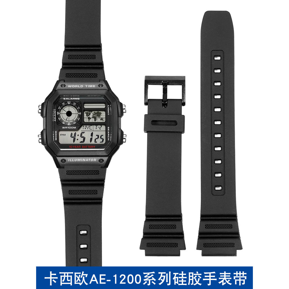 新適配casio卡西歐AE-1200WH 1300 W-216 F-108 91小方塊矽膠手錶帶