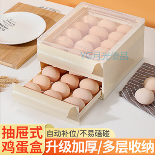 🌜新品🌛鷄蛋整理盒 冰箱收納盒 雞蛋收納盒 抽屜式冰箱家用雞蛋盒 食品級密封保鮮 廚房整理收納盒