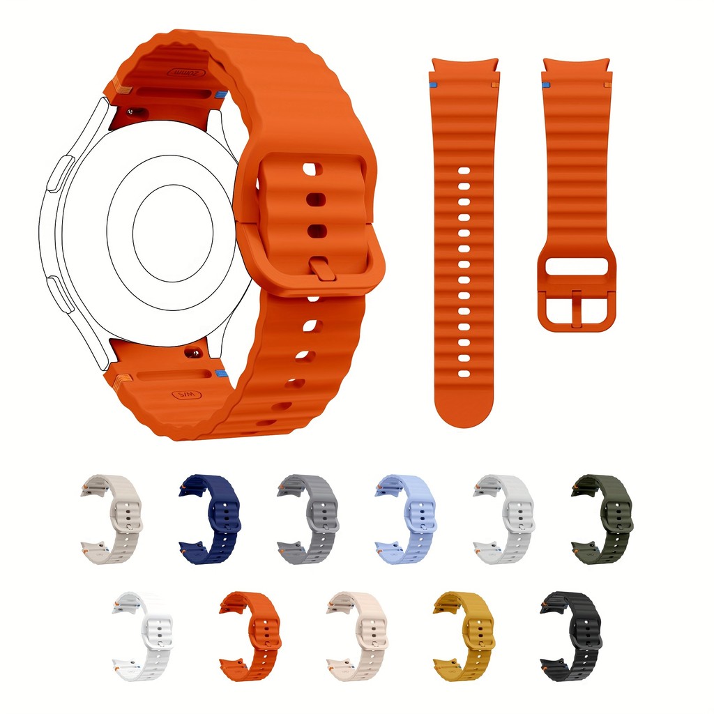 適用於 Galaxy Watch 7 FE/6/5/4 經典拼接設計的透氣矽膠錶帶