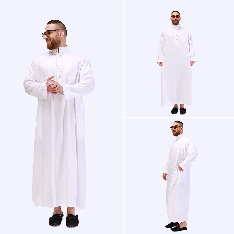 新款白色阿拉伯大袍 時尚男裝穆斯林大袍 回拜禮服
