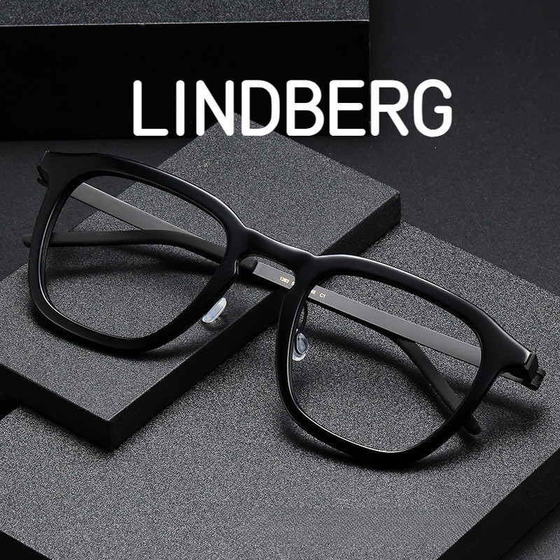 【Ti鈦眼鏡】LINDBERG林德伯格同款眼鏡框 鏡架寬度148mm大臉1263黑框顯瘦復古板材女可配近視純鈦眼鏡 粗框