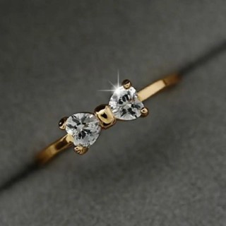 1 件裝時尚鑲嵌水鑽蝴蝶結戒指,金手指戒指婚禮訂婚戒指,珠寶配飾聖誕