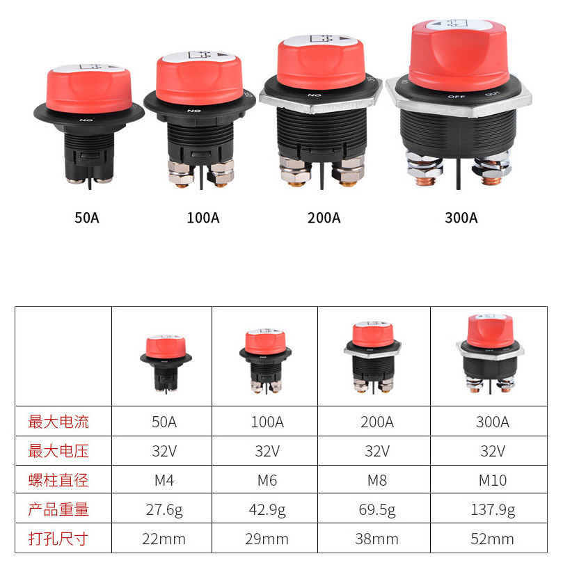 2.23 旋鈕式電源開關汽車房車遊艇改裝面板開關機車斷電開關電瓶開關