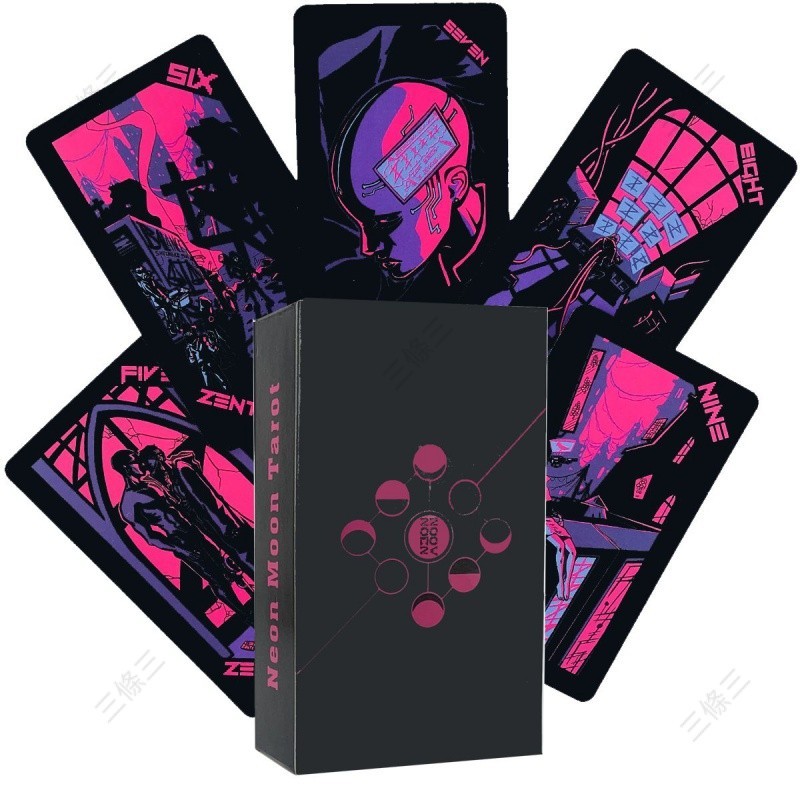 Neon Moon Tarot 霓虹月亮塔羅牌賽博朋剋風英文桌遊卡牌現貨