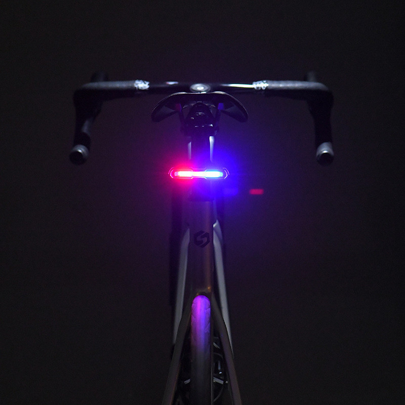 USB充電防水車燈 越野腳踏車尾燈三色夜騎警告燈 戶外騎行裝備