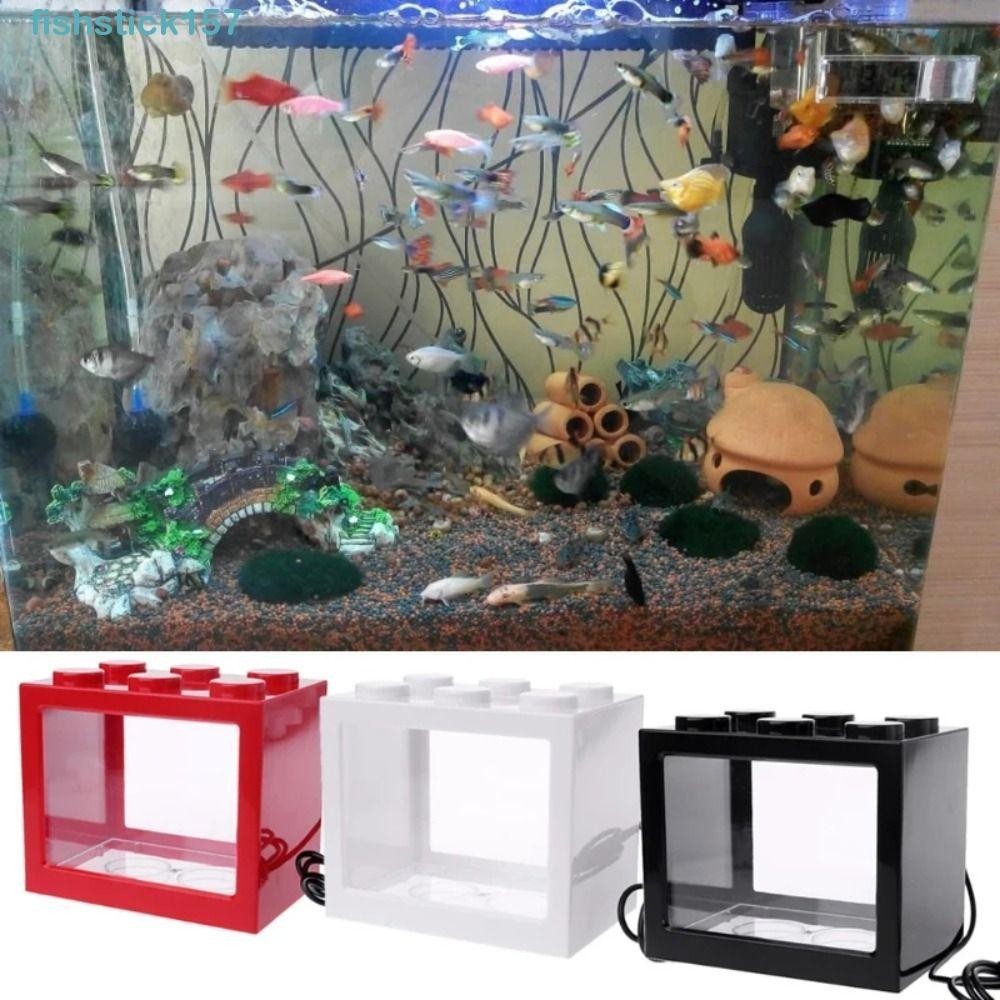 157FISHSTICK小型Eco氣缸,迷你防水迷你水族館魚缸,帶led燈USB控制顏色微型景觀盒