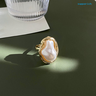 [加一時尚館]法式復古異形珍珠戒指女誇張食指指環個性時尚設計潮開口尾戒