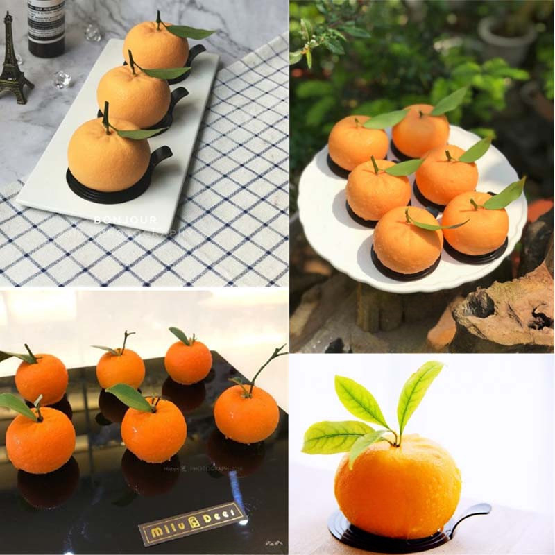 8連桔子慕斯蛋糕矽膠模具橘子柳丁大吉大利法式水果甜點烘焙模具