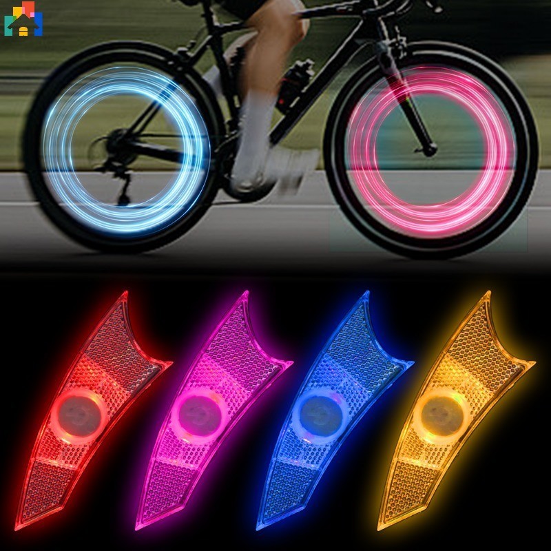 1 件裝防雨彩色折射自行車車輪燈 LED 前後輻條燈安全警示燈騎行裝飾