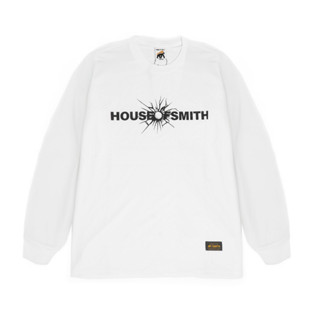 House of Smith 男士 T 恤長袖高爾夫裂紋 LS 白色