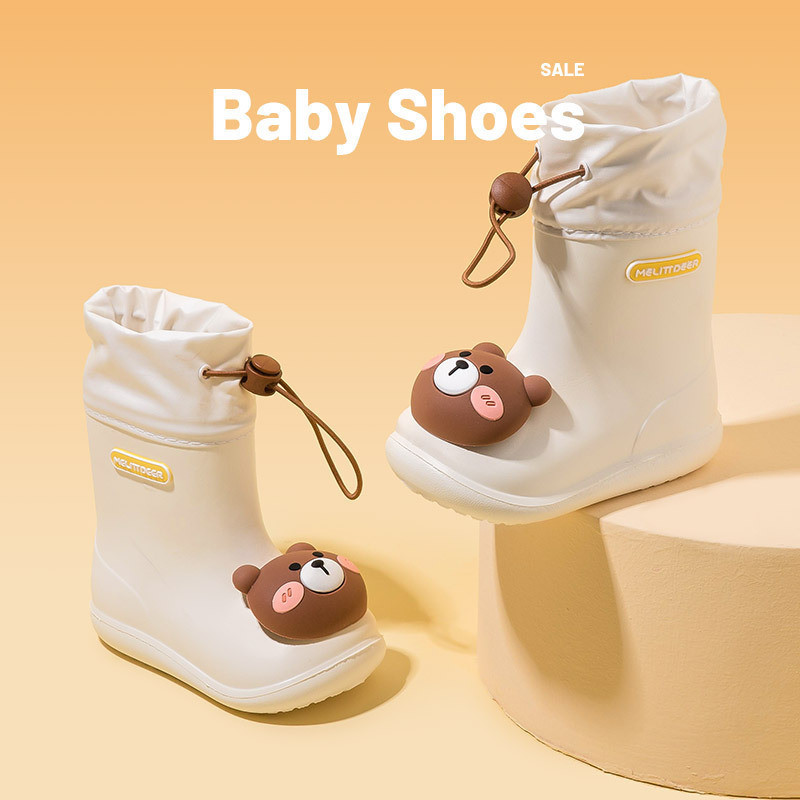 現貨供應兒童雨鞋 中筒水鞋防滑兒童雨鞋卡通可愛小黃鴨束口雨鞋