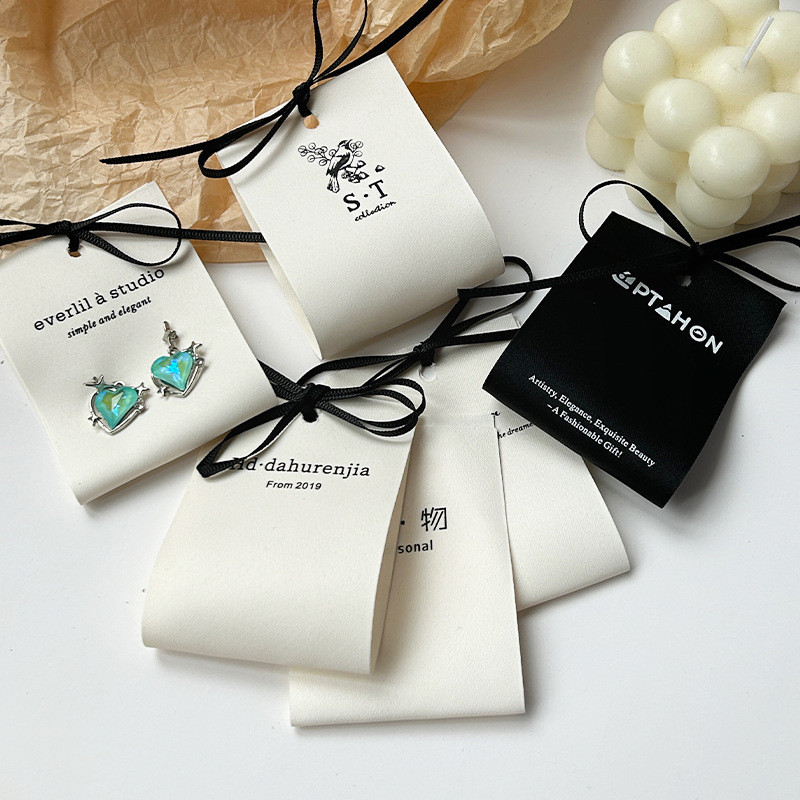 飾品卡 耳環卡 客製化 卡片 小卡 韓系白布料耳卡 訂製logo耳環項鍊髮圈包裝展示珍珠打包卡 紙印刷
